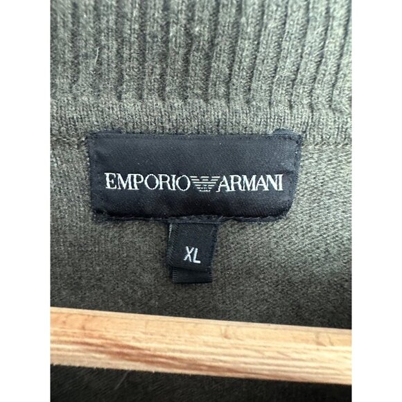 Emporio Armani Men's XL Henley Sweater Green and Pink Wool Office Preppy - Picture 3 of 6